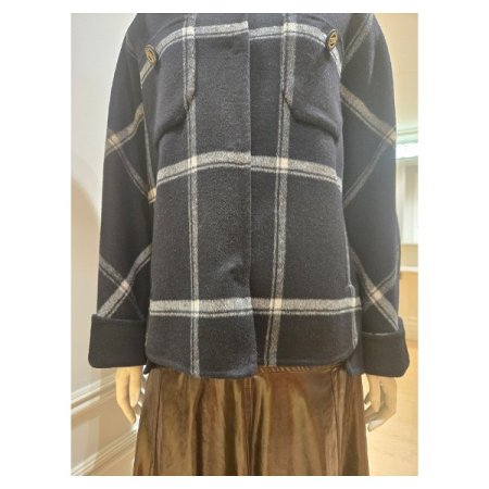 울 블랜디드 격자 패턴 코트