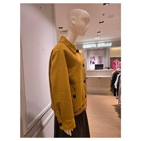 울 혼방 니트 레터링 코트