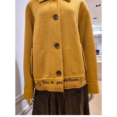 울 혼방 니트 레터링 코트