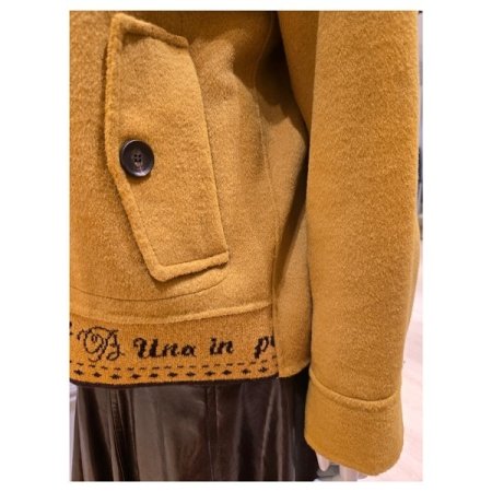 울 혼방 니트 레터링 코트