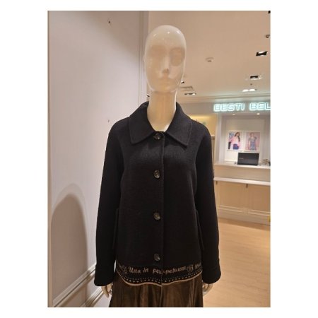 울 혼방 니트 레터링 코트