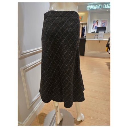 울 혼방 언발 스커트