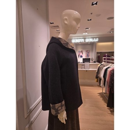 롤업 소매 후드 하프 코트