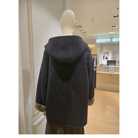 롤업 소매 후드 하프 코트