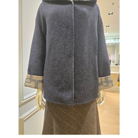 롤업 소매 후드 하프 코트