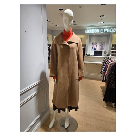 울 혼방 레더 트리밍 코트