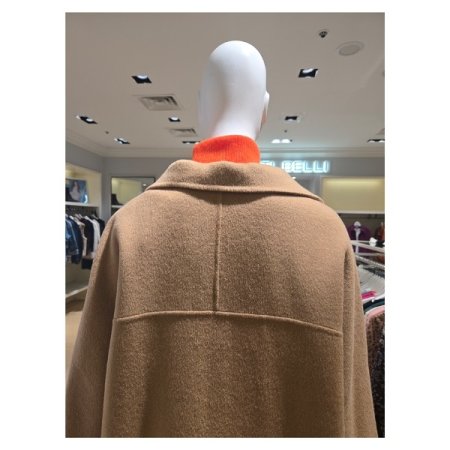 울 혼방 레더 트리밍 코트