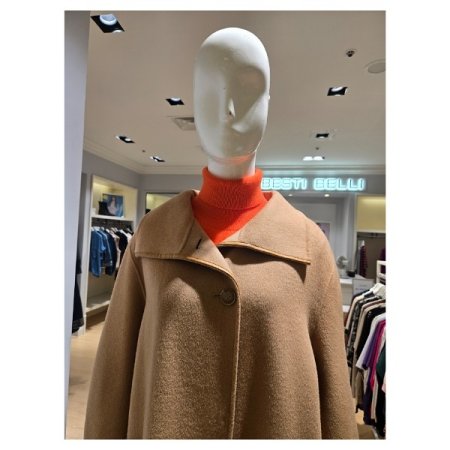 울 혼방 레더 트리밍 코트