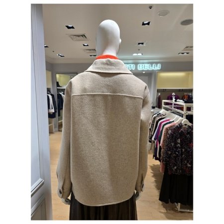 니트 배색 울 혼방 핸드메이드 코트