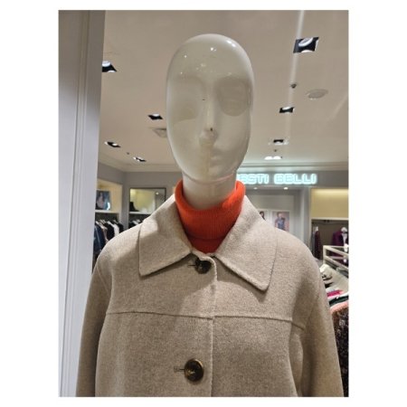 니트 배색 울 혼방 핸드메이드 코트