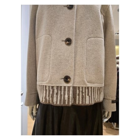 니트 배색 울 혼방 핸드메이드 코트