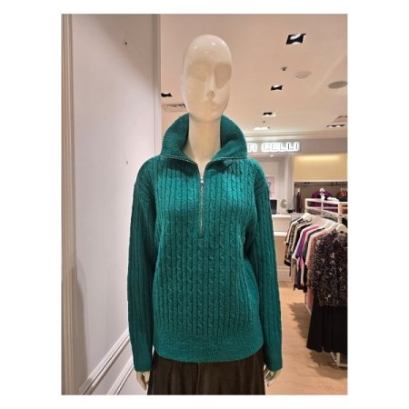 하프 집업 케이블 니트