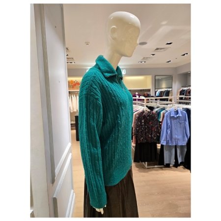 하프 집업 케이블 니트