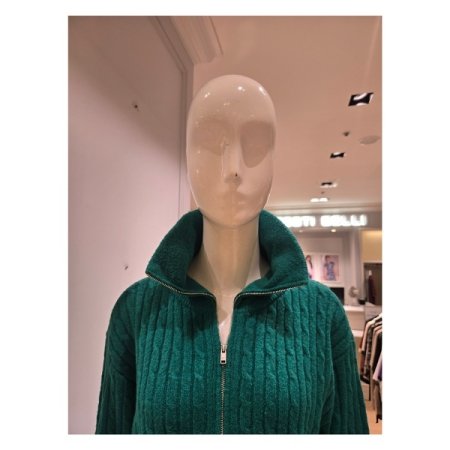 하프 집업 케이블 니트