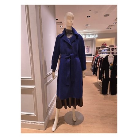 울 블랜디드 벨티드 롱 코트