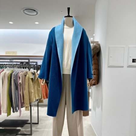 핸드메이드 배색 코트