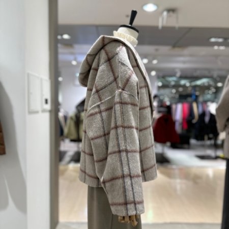 핸드메이드 후드 체크 재킷