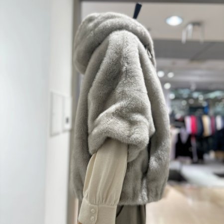 가오리 퍼 후드 자켓