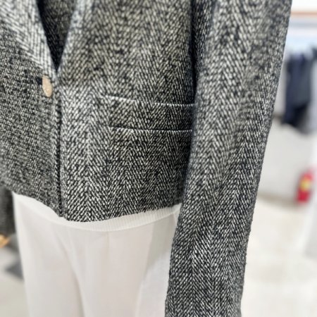 더블버튼 멜란지 크롭 자켓