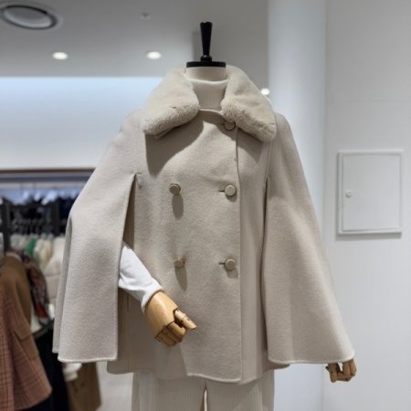 퍼 카라넥 더블 울 코트