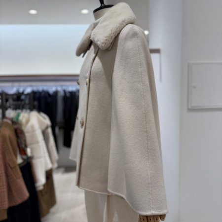 퍼 카라넥 더블 울 코트