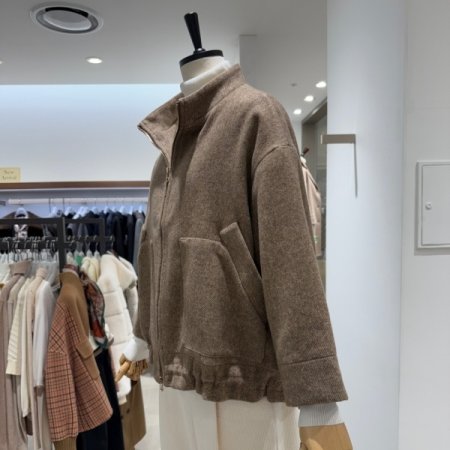 하이넥 밑단 스트링 점퍼