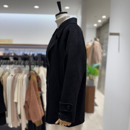 핸드메이드 빅 카라 울 하프 코트