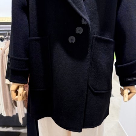 와이드 니트 카라 울 코트