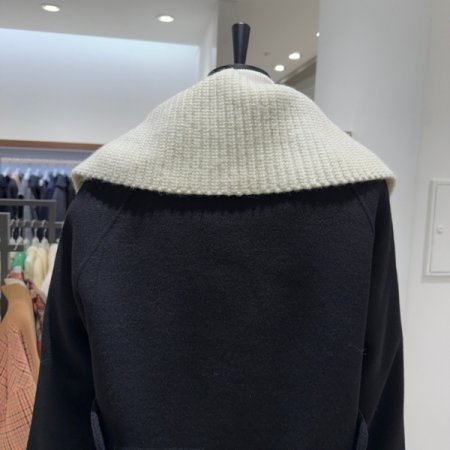 와이드 니트 카라 울 코트