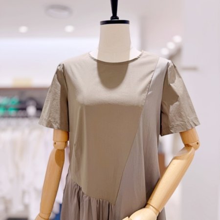 사선배색 원피스