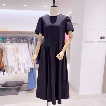 사선배색 원피스