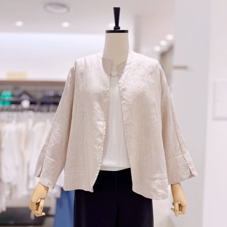 린넨 노카라 재킷