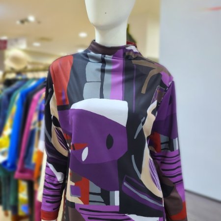 프린트입술넥블라우스