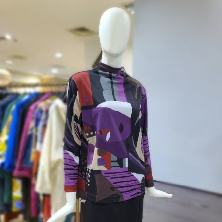 프린트입술넥블라우스