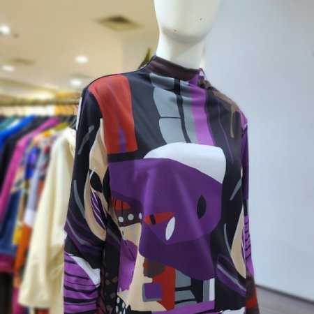 프린트입술넥블라우스