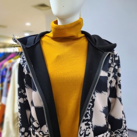 프린트후드넥점퍼