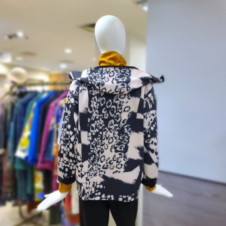 프린트후드넥점퍼