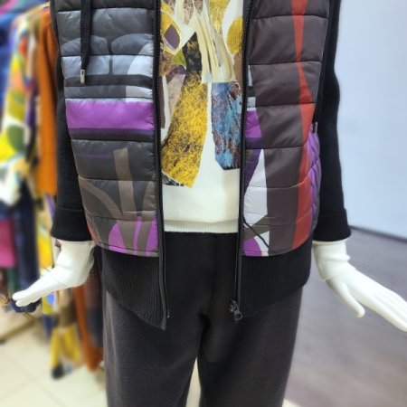 니트배색후드넥패딩점퍼