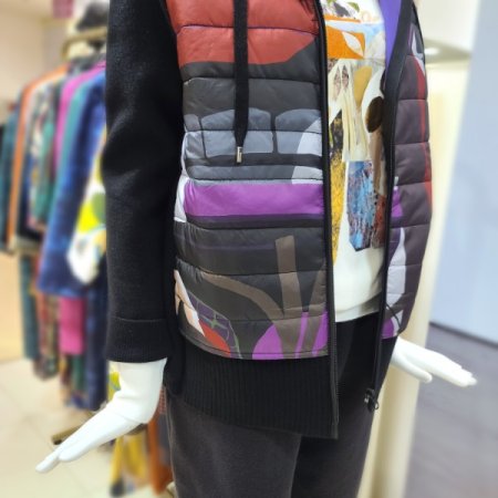 니트배색후드넥패딩점퍼