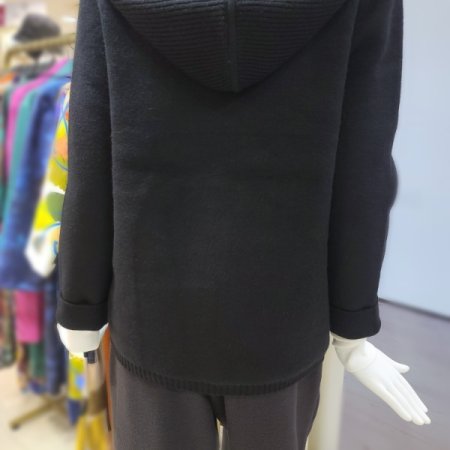 니트배색후드넥패딩점퍼