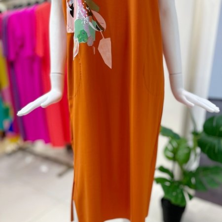 프린팅 포인트 롱 원피스