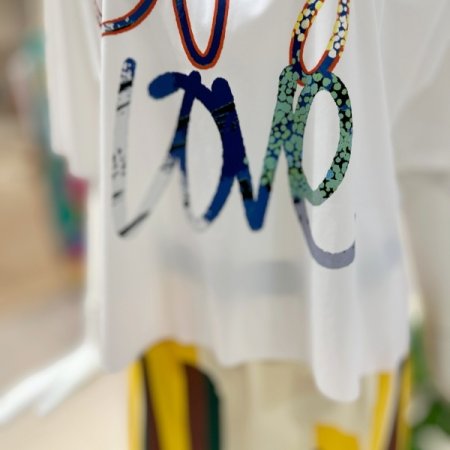 레터링 반팔 블라우스