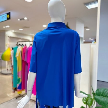 카라 프린팅 블라우스