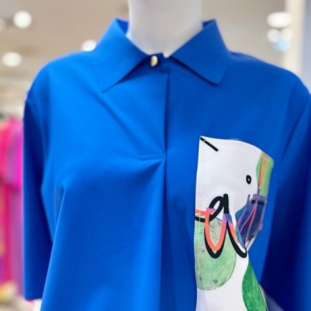 카라 프린팅 블라우스