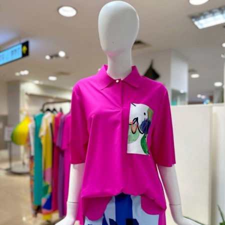 카라 프린팅 블라우스