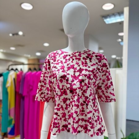 라운드 프린팅 블라우스