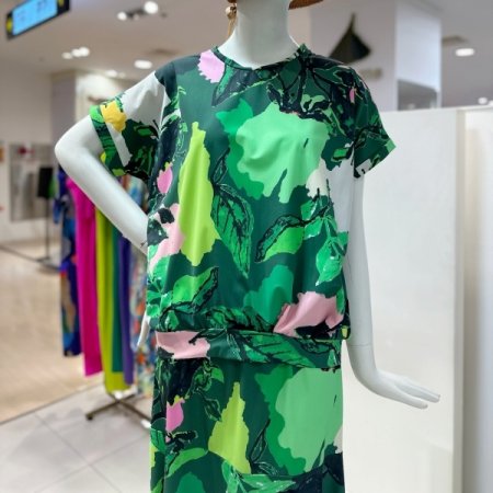 라운드 프린팅 셋업 블라우스