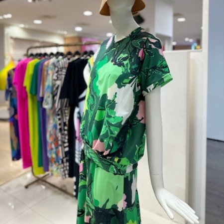 라운드 프린팅 셋업 블라우스