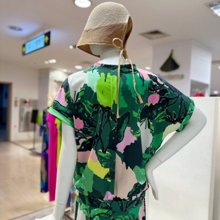 라운드 프린팅 셋업 블라우스