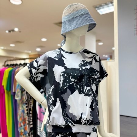 라운드 프린팅 셋업 블라우스